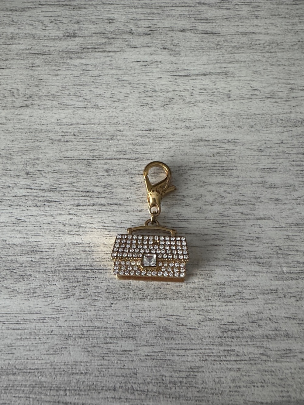 Gold Rhinestone Purse Charm Key Clip